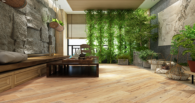 Solid Wood Grain and Texture Non-Slip Porcelain Tiles 150*800 MM for Room and Garden Flooring 158504