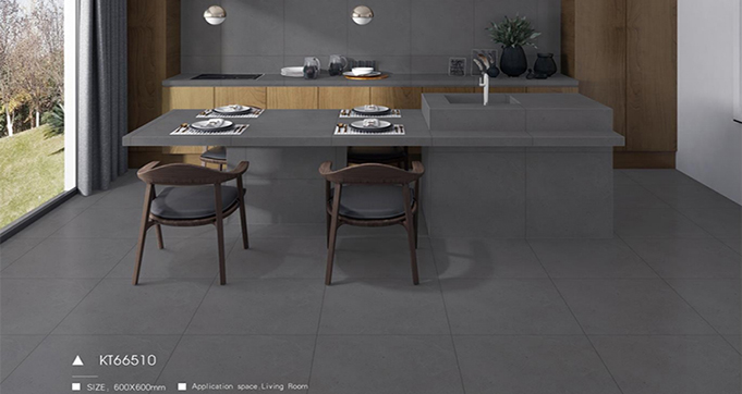 High Class Dark Gray Cement Look Plain Color Matt Finish Porcelain Flooring KT66510