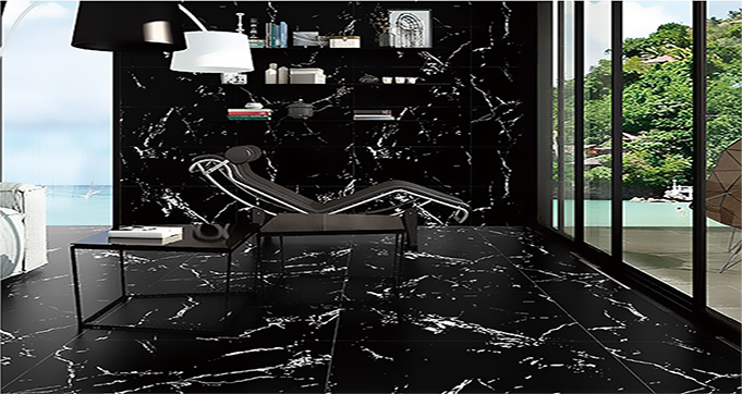 Modern Villa Marble Look Black and White Vitrified Polished Glazed China Porcelain Tile  800*800 mm  NYJ8617