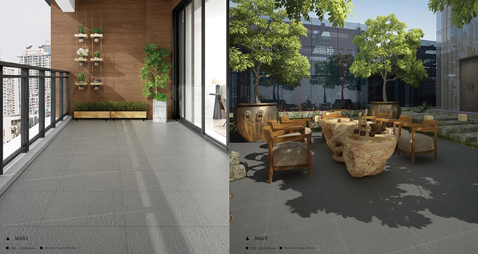 600*600KMM Rough Surface Super Anti-Slip Full Body Rustic Porcelain Tiles for Garden and Outdoor Flooring SK653