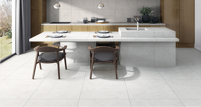 600*600 MM Non Slippery Simple Design Light Gray Plain  Color Cement Look Porcelain Tiles Matt Finish SK6C601 