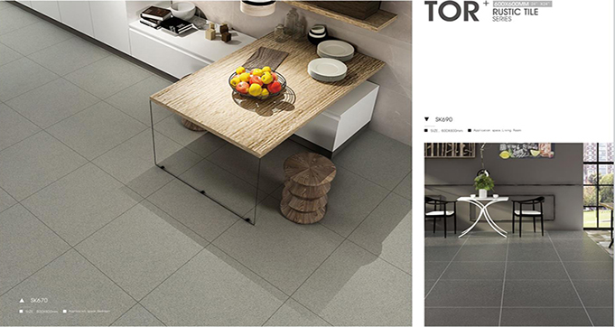 Factory Direct Sale Gray Color Rough Surface  Full Body Rustic Porcelain Tiles Balcony Flooring 600*600MM SK683