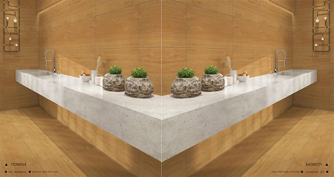 Popular Design Widely Used Wood Look Matt Porcelaine Tiles 3d Ceramic Tiles 800*800MM  FTD88064