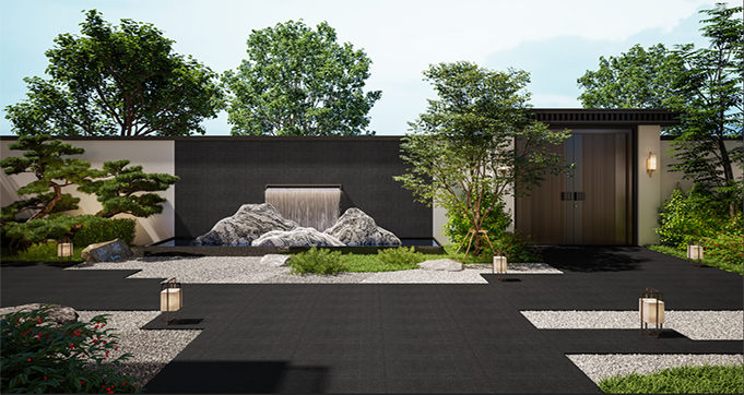 Hot Sale Garden Passageway Dark Gray Sandstone Look Black Color Floor Tile Non-Slip Concrete Outdoor Floor 30x60x18MM HSY3614