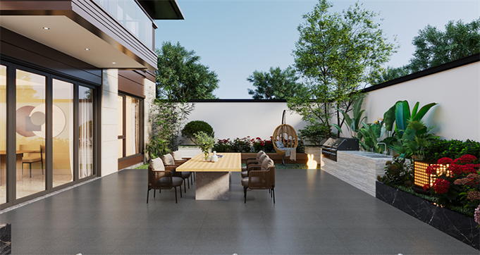 Matte Grey Outdoor Ceramic Porcelain Slab Granite Look Porcelain Floor tiles Exterior Courtyard Paving Stone  HSY6611