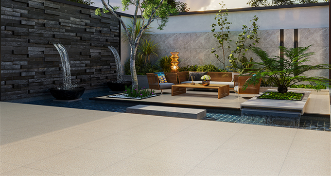 Matte Grey Outdoor Ceramic Porcelain Slab Granite Look Porcelain Floor tiles Exterior Courtyard Paving Stone  HSY6611