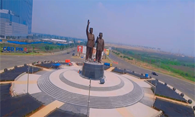 A landmark building with statue in Indonesia 